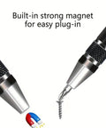 Close-up of 8 In 1 Magnetic Screwdriver Set With Precision Aluminum Alloy Handle showing magnetic tip with screw