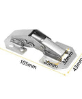 Rotating Concealed Cabinet Door Hinges Four Inch No Drill Installation Soft Close Buffer Durable with measurements shown