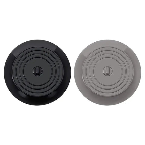 Bathtub Drain Stopper 6 Inches Silicone Rubber Plug, Black and gray silicone drain plugs on a white background.