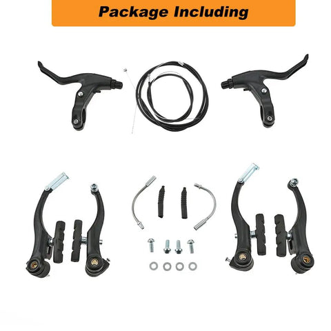 V Type Bike Brake Set 6PCS For Road And MTB Bicycles With Front And Rear Inner And Outer Cables Aluminum Alloy Levers All In One Heavy Duty Calipers And Cables Black Built For All Weather Performance