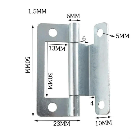 Ultra Tough Steel Cranked Flush Hinge For 15 To 19mm Cupboard Doors Zinc Plated Finish 50x23mm with dimensions shown