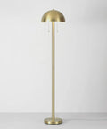 60 Inch Two Light Floor Lamp in Matte Brass Finish With Dome Shades for Vintage Glam Style, Dual Pull Chains, E26 Base