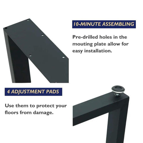 Industrial Metal Table Legs Set 28 Inch Triangle Shape Black Cast Iron Welded Wrought Iron Desk Coffee Table Nightstand Pair Of 2 Heavy Duty DIY Base For Modern Home Projects Outdoor Use