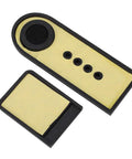 Dashboard Replacement Shell For M365 Electric Scooter With Yellow Sticker Durable Precise Fit Dashboard Cover Protects Against Wear Cracks And Daily Scratches Easy Install Restores Look And Feel Of Your Ride, yellow and black plastic parts, top view