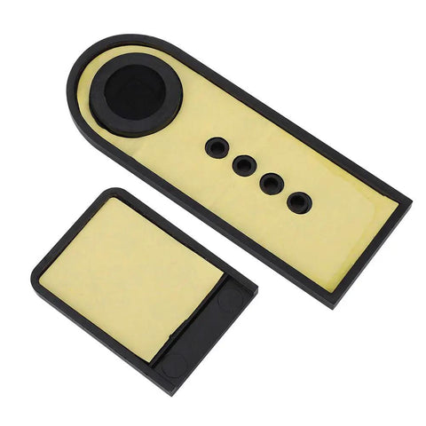 Dashboard Replacement Shell For M365 Electric Scooter With Yellow Sticker Durable Precise Fit Dashboard Cover Protects Against Wear Cracks And Daily Scratches Easy Install Restores Look And Feel Of Your Ride, yellow and black plastic parts, top view