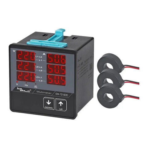 EM-72-XXD Three Phase Digital Multimeter With Three Current Transformers Reads Phase Voltage Handy 100A Range
