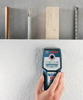 Wall Scanner For Studs Metal And Live Wiring With Center Finder Multi Mode Detection in use detecting wiring in wall