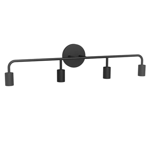 4-Light Matte Black Vanity Light For Bathroom Over Mirror, 30-Inch, E26 Socket, Farmhouse Style Fixture With Exposed Bulbs