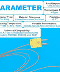 High Accuracy Type K Thermocouple Probes 3 Pack, 1 Meter Long, Fast 0.5 Second Response, Range -40C To 480C, Rugged Pro Grade Fiberglass Sheath