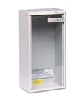 White Fire Extinguisher Wall Cabinet Built Tough With Heavy Gauge Galvanized Steel And Tempered Safety Glass Enclosure