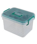 1 Pack Plastic Medicine Storage Kit All In One With Detachable Green Tray And Eight Grid Compartments Clear First Aid Storage Box With Sturdy Handles Portable Household Organizer