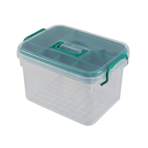 1 Pack Plastic Medicine Storage Kit All In One With Detachable Green Tray And Eight Grid Compartments Clear First Aid Storage Box With Sturdy Handles Portable Household Organizer
