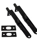 Solid Brass Round Flush Bolt 6 Inch Matte Black Two Pack With Square Or Round Mounting Options And Strike Included