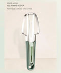 3 In 1 Stainless Steel Watermelon Slicer Set With Melon Scooper And Rounded Edge Fruit Fork, displayed on a light background.
