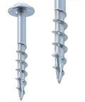 Close-up of Pocket Hole Wood Screws Self Tapping Torx T20 Heavy Duty Coarse Thread 1-1/4 Inch 32mm Silver with threaded tips.