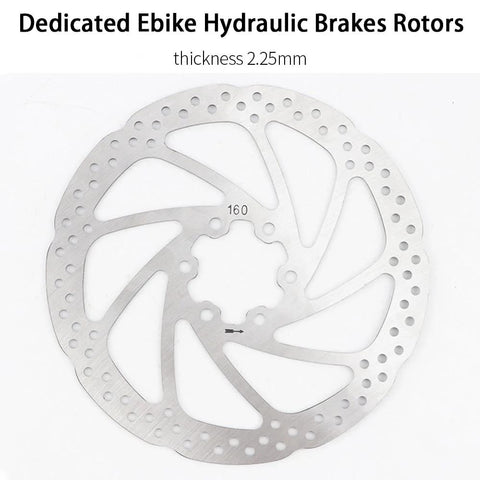 Meteorolite MT200 e-bike hydraulic brake rotor, 160mm, silver steel, front view.