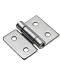 Stainless steel damping torque small hinge with two flat mounting plates and screw holes.