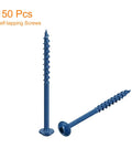 8x2-1/2 Pocket Hole Screws, 150 Pcs, showcasing square drive, blue coated self tapping wood screws for woodworking.