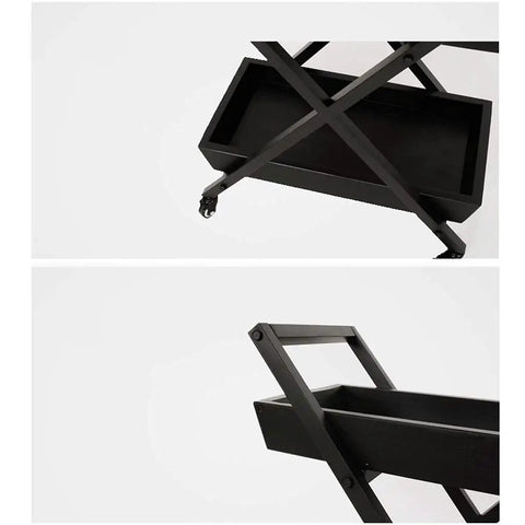 Tough As Nails Steel Rolling Cart With Tempered Glass Top For Kitchen Wine Storage Bar Serving Hella Spacious Three Tier Drink Trolley showing undercarriage design and wheels.