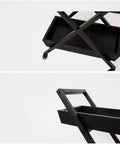 Bottom view of Badass Sturdy Three Tier Kitchen Wine Storage Cart With Heavy Duty Electroplated Steel Frame And Tempered Glass Top.