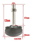 Heavy Duty Adjustable Leveling Feet Six Pack M16 M20 M24 Thick Carbon Steel Machine Pucks with M24 threaded lift.