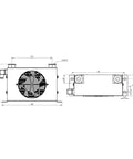 Technical drawing of Beefy Hydraulic Air Cooler with Sixty Liters Per Minute Flow Low Noise Plate Heat Exchanger for Hydraulic Oil Cooling