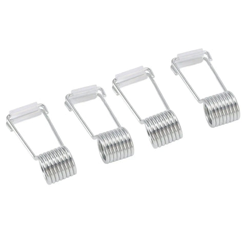 Four stainless steel self closing cabinet door hinge closers with a 2 cm gap for kitchen, bath, and bedroom use.