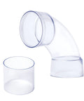 4 Inch ID 90 Degree Dust Collection Elbow With Built In Coupler And Bonus Splice For 4 Inch ID Dust Hose Connector Clear Ideal For Quick And Easy Secure Piping Adapters And Fittings, showing elbow and splice.