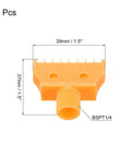 Six Pack BSPT One Quarter Inch Male Blowing Wind Nozzles Flat Air Nozzles front view with dimensions