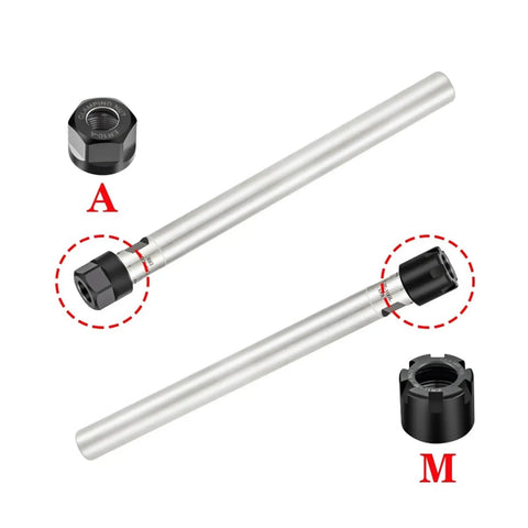High Precision ER Extension Rod For Machine Tools With Ultra Low Runout 0.005mm Accuracy And Stable Cutting Performance showing collet holder ends.