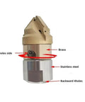 Heavy Duty Pro Grade High Pressure Rotating Roots Cutting Nozzle For Sewer Drain Cleaning, Stainless Steel Drill Head With M22 Connection, 15 LPM Flow, Multi Directional Water Outlets Cleans Entire Pipe Walls brass and stainless steel body