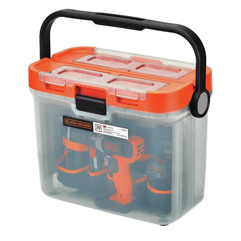 20V Max Cordless Drill With 28 Piece Home Project Kit In Translucent Toolbox For Quick Fixes, Home Decorating, Assembly, And Repairs On The Go, Big Help For DIY Projects