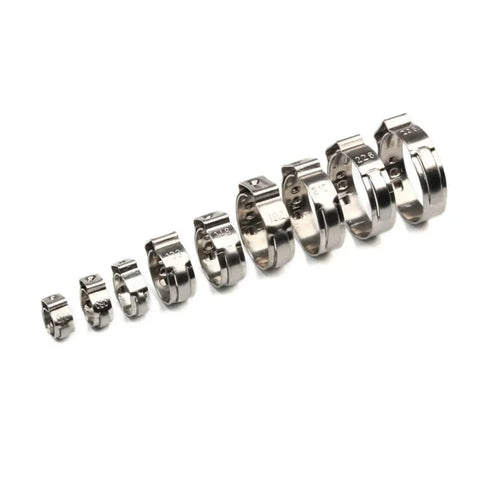 Top Grade 45 Piece Assortment Kit Of Stainless Steel Single Ear Hose Clamps Ranging From 5 Point Eight To 23 Point Five mm For Your DIY Projects And Auto Repairs With Stepless Adjustment And Rust Proof Build, assorted sizes