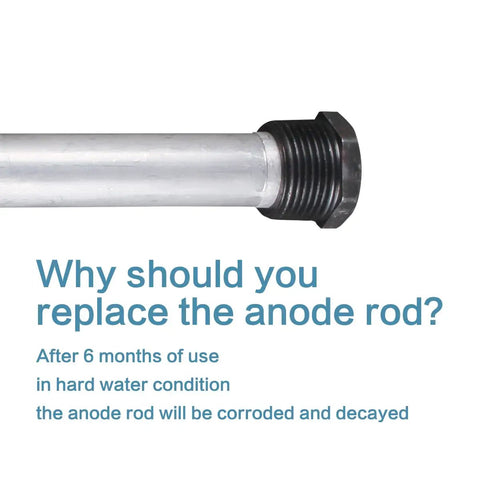 Close-up of Heavy Duty RV Water Heater Anode Rods Aluminum Zinc Construction showing the 3/4 inch NPT thread for corrosion protection.