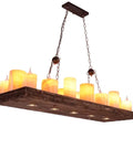 Killer Industrial Pendant Light Wrought Iron Wood Chandelier with hanging candles, 118 by 40 cm, stylish bar or hotel decor.