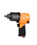 Heavy Duty Pneumatic Impact Wrench 1/2 Square Drive with ergonomic handle and black-orange design for mechanics.