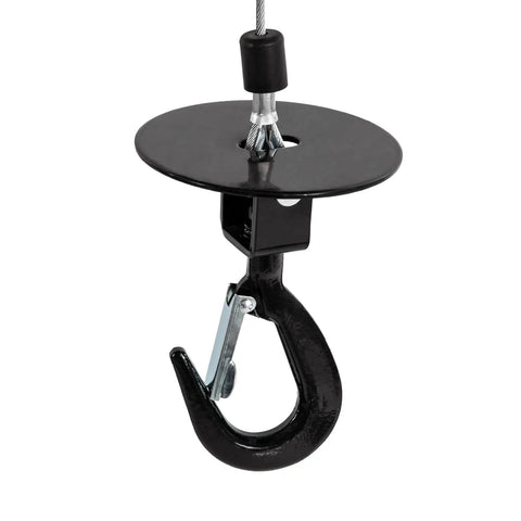 Heavy Duty Electric Hoist With 1102 Lb Capacity And Wired Remote Control Lift For Garage Shop Or Factory Jobs featuring a robust steel hook.