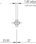 Technical drawing showing dimensions for Heavy Duty Extendable Table Tension Latches With Dual Position Locks, ideal for drop leaf furniture.