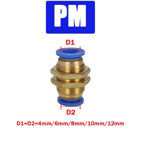 Pro Grade 50 Pack Air Pneumatic Fittings 12mm Plastic Quick Connect Couplings with size diagram for hoses and pipes