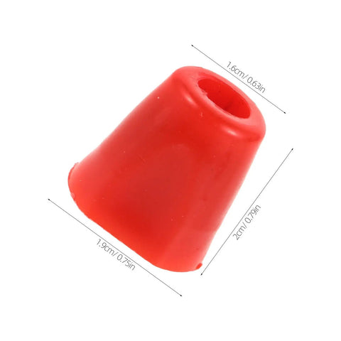 Red cone-shaped rubber tip measuring 1.6cm by 1.9cm, part of Stainless Steel Fence Nut Replacement Kit Pro Grade Tough As Nails 2 Pack.
