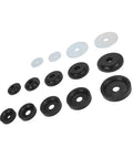 Dimple Die Set For Sheet Metal Fabrication Carbon Steel Flared Hole Punch Dies With Nylon Tool And Backing Discs arranged in a row