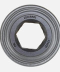 Heavy Duty 205KRRB2 Agricultural Splined Bearing With Seven Eighth Inch Hex Bore And 2.04 Outer Diameter top view showing hex bore.