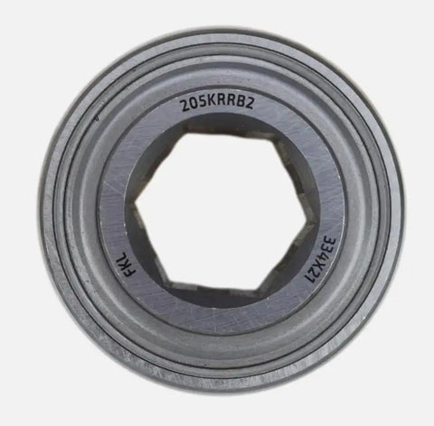 Heavy Duty 205KRRB2 Agricultural Splined Bearing With Seven Eighth Inch Hex Bore And 2.04 Outer Diameter top view showing hex bore.