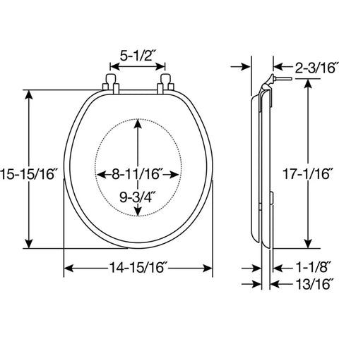 Round Toilet Seat In Oak Veneer With Western Image Sun Fishin Son Of A Gun Print dimensions diagram with measurements and details.