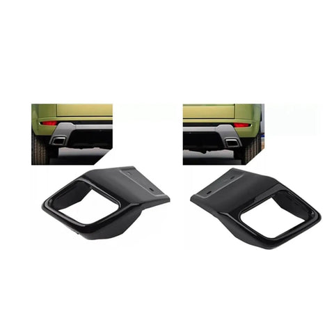 Rear Bumper Exhaust Tube Trim Kit For Range Rover Evoque 2010 2018 Compatible With Land Rover Black Coated Stainless Steel Muffler Head Tailpipe Trim Upgrade For A Badass Look And Sleek Performance showing dual black exhaust trims