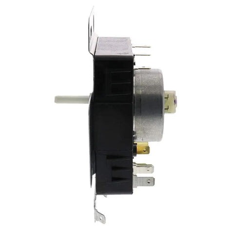 Side view of Dryer Timer Replacement Part Fits Most Dryers Easy Install No Brainer DIY Fix With One Year Warranty Reliable Clock Mechanism