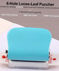Beast 6 Hole Paper Punch Handheld Portable Puncher For A4 A5 B5 Notebooks And Planners, 6mm round holes, compact blue model