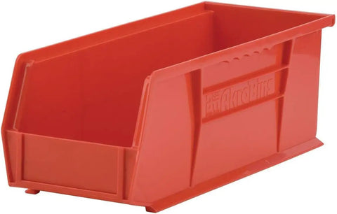 Space Saving Stackable Storage Bins For Garage Pantry And Craft Organization Durable Plastic Bins Red 15 Inch By 5 Inch By 5 Inch