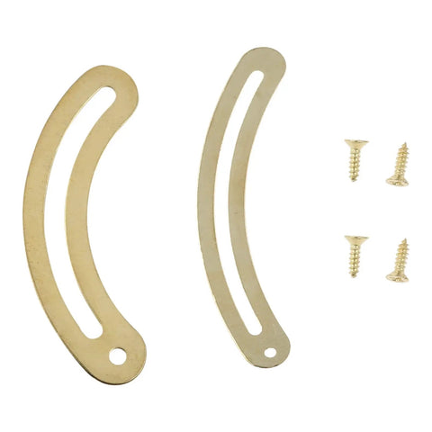 10 Pieces Lid Support Hinges For Wooden Boxes And Cabinets, Gold Iron Recurved Stay Hinges, with screws, 69 by 9 mm
