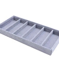 Straight Up Neat And Quick To Organize With This Six Grid Sunglasses Tray crafted from soft grey fabric with six compartments.